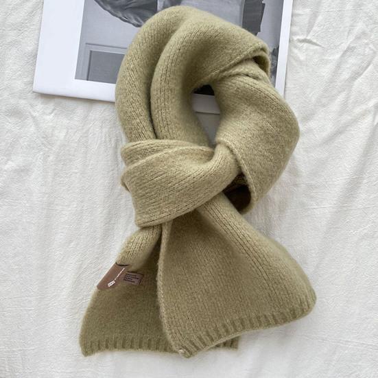 Winter Scarf Windproof Solid Color Soft Thick Knitting Keep Warm Cozy Unisex Korean Style Men Scarf for Outdoor
