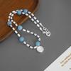 MONS Blue Aventurine Shell Beaded Necklace: Versatile, Light Luxury Beach Style for Vacations