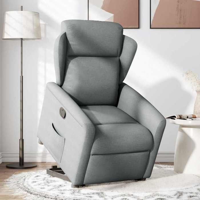VidaXL Recliner Light Grey Fabric 3303134