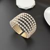 Elegant Multi-layer Pearl & Rhinestone Bangle Bracelet for Brides