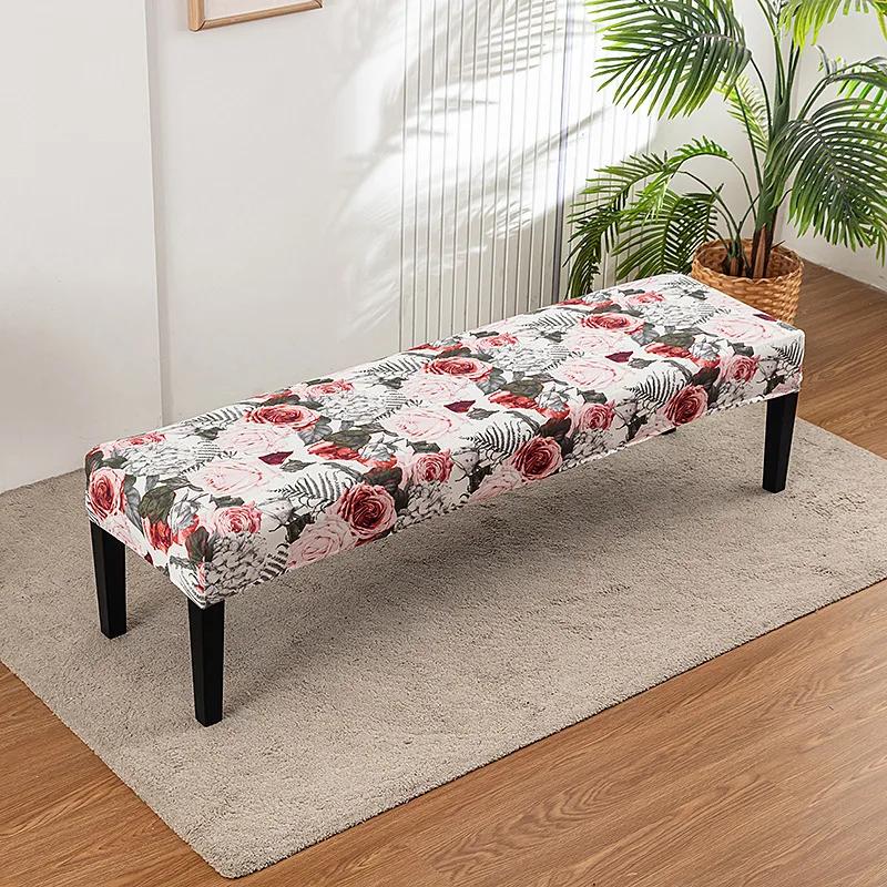 Stretch Piano Stool Covers Floral Printed Long Bench Cover Anti-dirty Ottoman Protector Dining Chair Slipcover Living Room