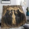 Black Bear Print Flannel Blanket, High Quality Comfortable for All Seasons, Home Decor, Warmth and Comfort, Perfect for Christmas Gifts