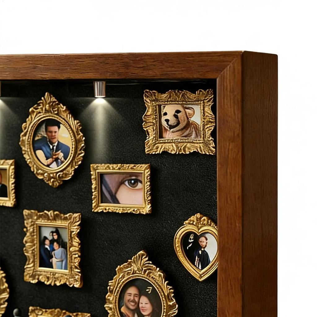 Mini Museum Silhouette Box Creative Memory Display Kit with Mini Figurines Gold Frames for Anniversary Wedding Gift Decor
