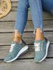 European & American Wedge Heel Fashion Sneakers: Versatile, Plus-Size, Color Block, Thick Sole Casual Shoes for Women