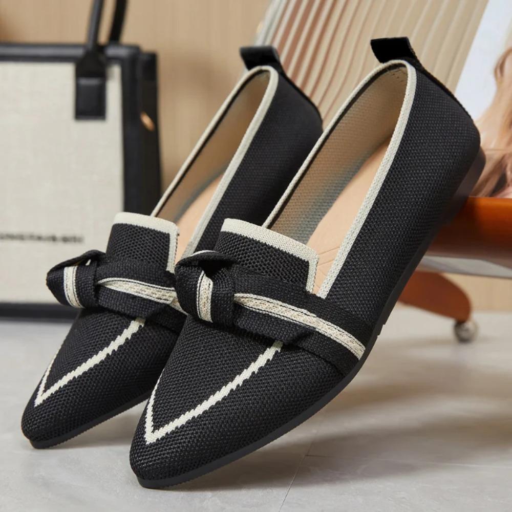 

Summer new pointed cloth shoes Women s Outdoor non slip Loafers fashion Ballet Flats Casual Low Heel Luxury Woman Butterfly Shoe 41 чёрный