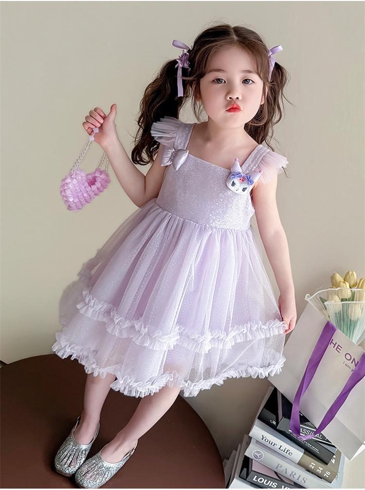 Children's dress, summer girls' camisole vest dress, stylish 2026 new style, flying sleeve sequined princess mesh dress
