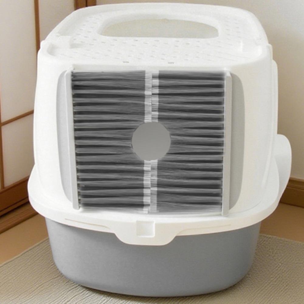 A Pair Grey Self Cleaning Hair Catcher Hanging Cat Litter Box Floating Fur Brush Door Cat Door