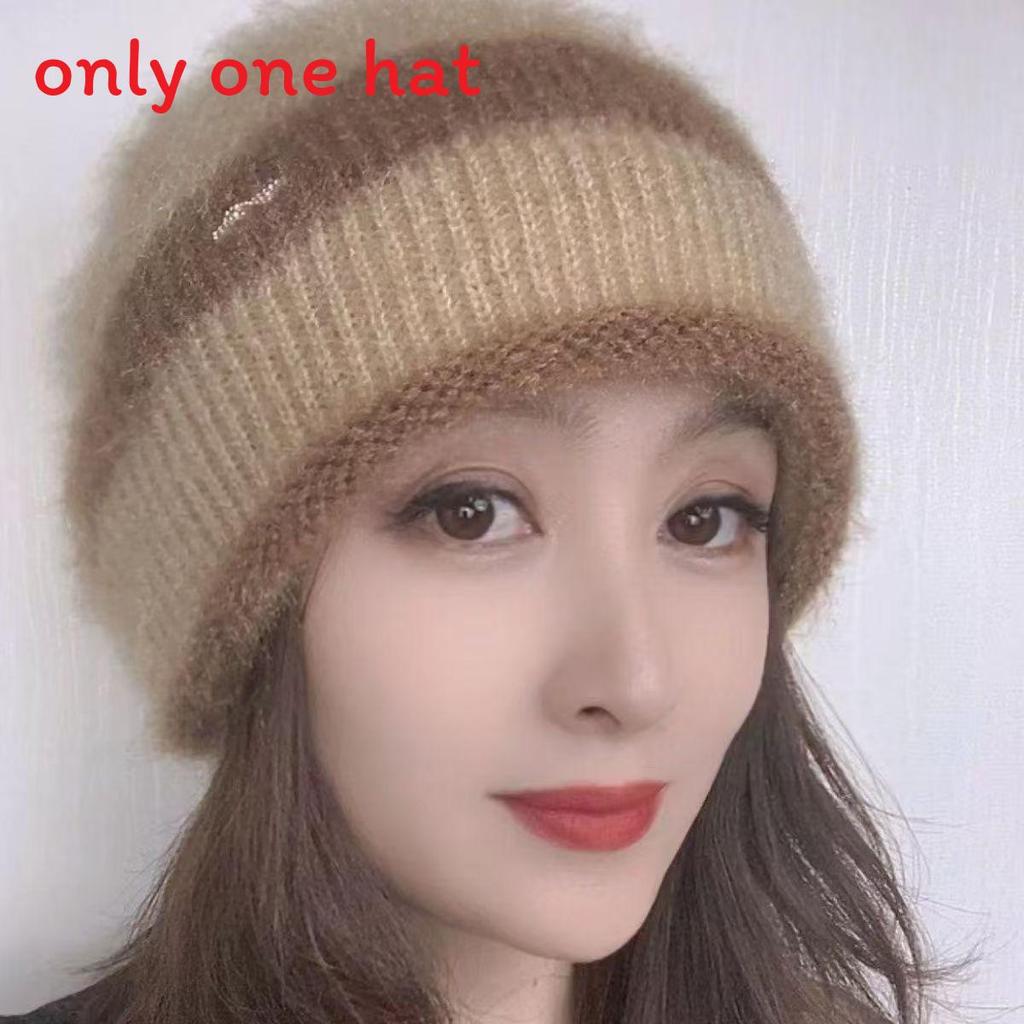 Womens Fashionable Double Pile Knitted Hat With No Brim Warm Headwear For Cold Seasons