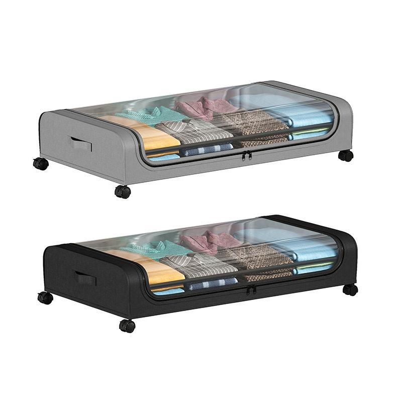 2 Pack Under Bed Storage Container with Lids and Wheels 60L Under Bed Storage Organizer Bins, Rolling Underbed Storage for Clothes, Shoes, Blankets