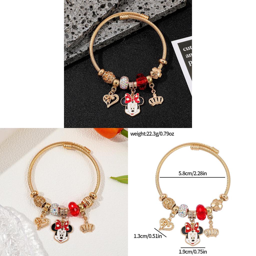Minnie Mouse Cartoon Adjustable Beaded Bracelet For Gift Travel Souvenir