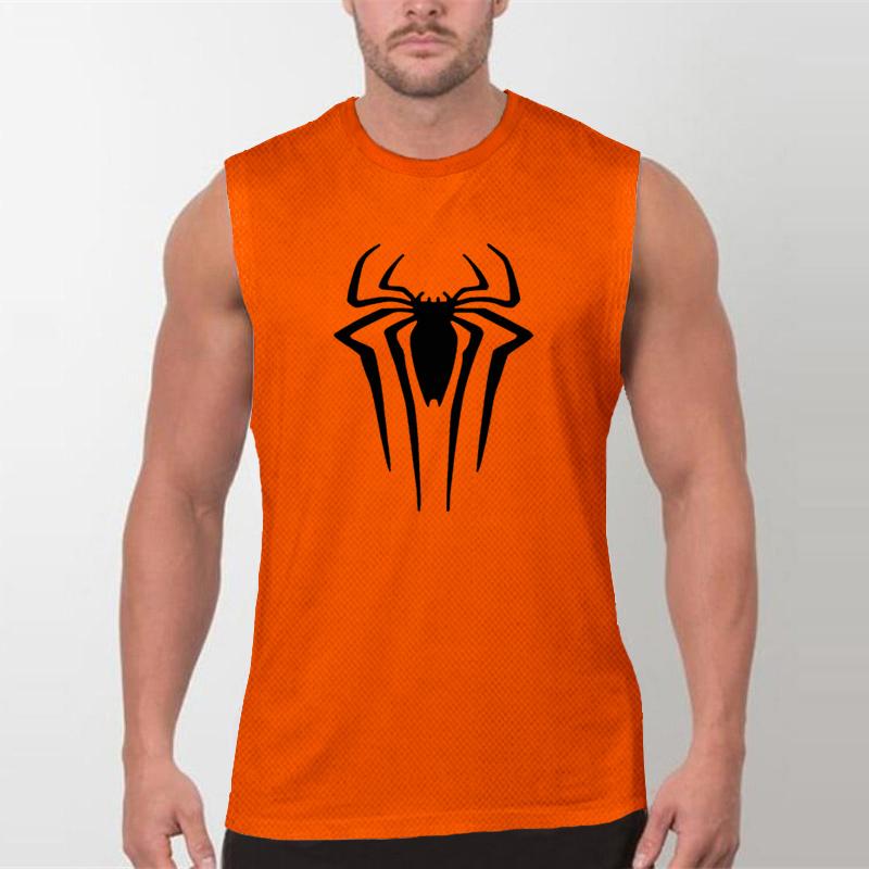 Summer Round Neck 3D Spider Pattern Printed Top Fashionable Casual Sleeveless Vest Men's T-shirts