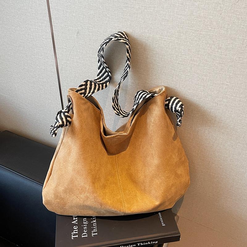 Suede Tote Bag Work Commuter Shoulder Bag Women's Large Capacity Underarm Bag
