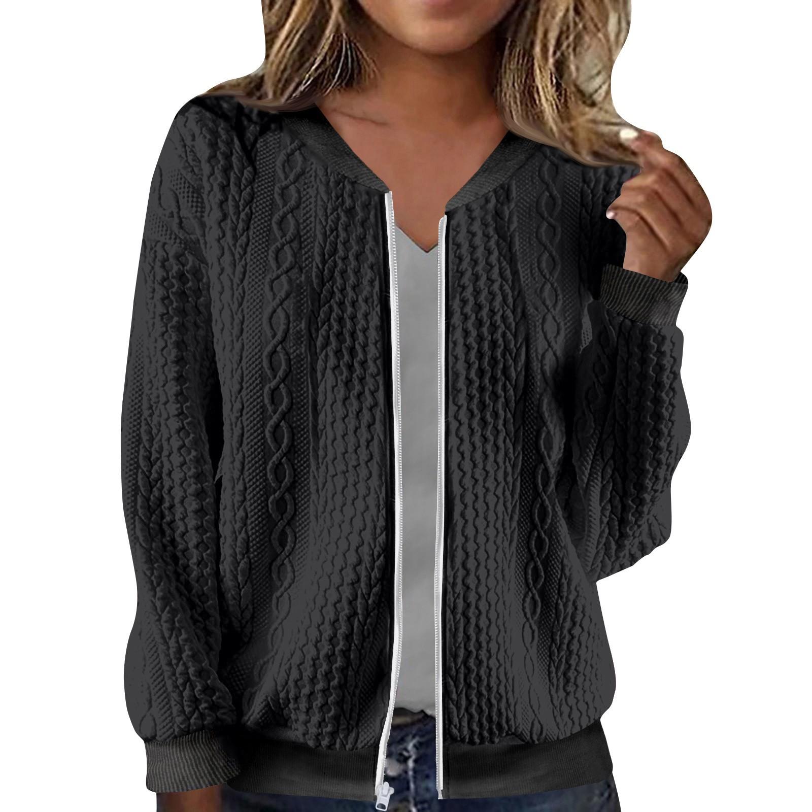 

Женское повседневное пальто Comfort с застежкой-молнией и воротником-стойкой, однотонная блузка с длинным рукавом, куртка XXL чёрный