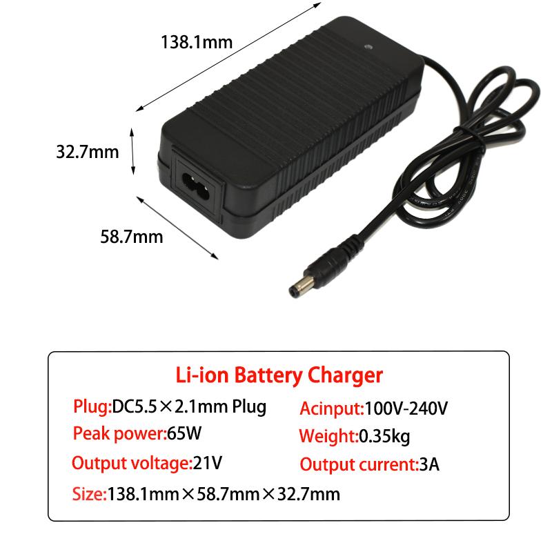 

DC 21V 3A Lithium Battery Charger 18V 18.5V Charger Adapter,3A Fast Charging Adapter Adaptative Charger DC5.5*2.1MM EU Plug AU Plug