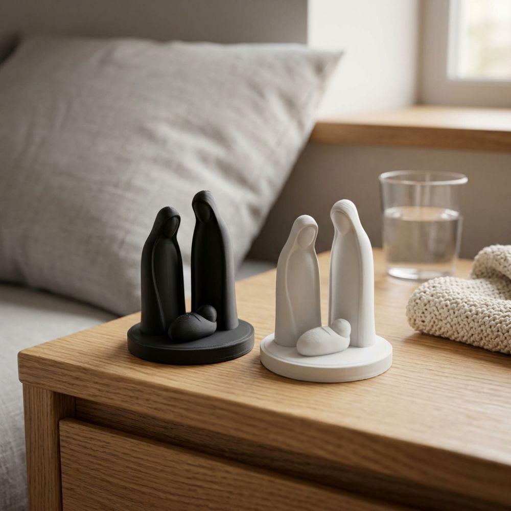 Minimalist Mini Nativity Scene Figurine 3D Printed Jesus Birth Sculpture Religious Gifts