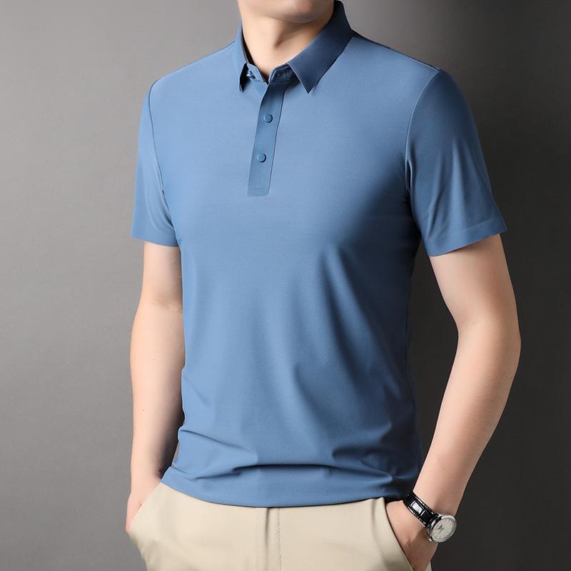 Men's Short-sleeved T-shirt Summer New Solid Color Polo Shirt for Young and Middle-aged People Jinami Seamless T-shirt