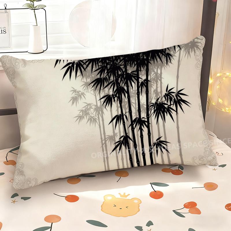 Bamboo Pattern Pillowcase Decor Suitable For Sofa Bedroom Car Pillow Cover Cushion Rectangular Back Cushion