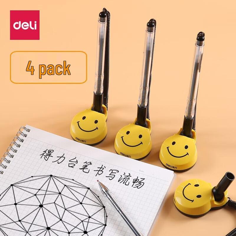Deli Fixed Desktop Gel Pens, 4-Pack