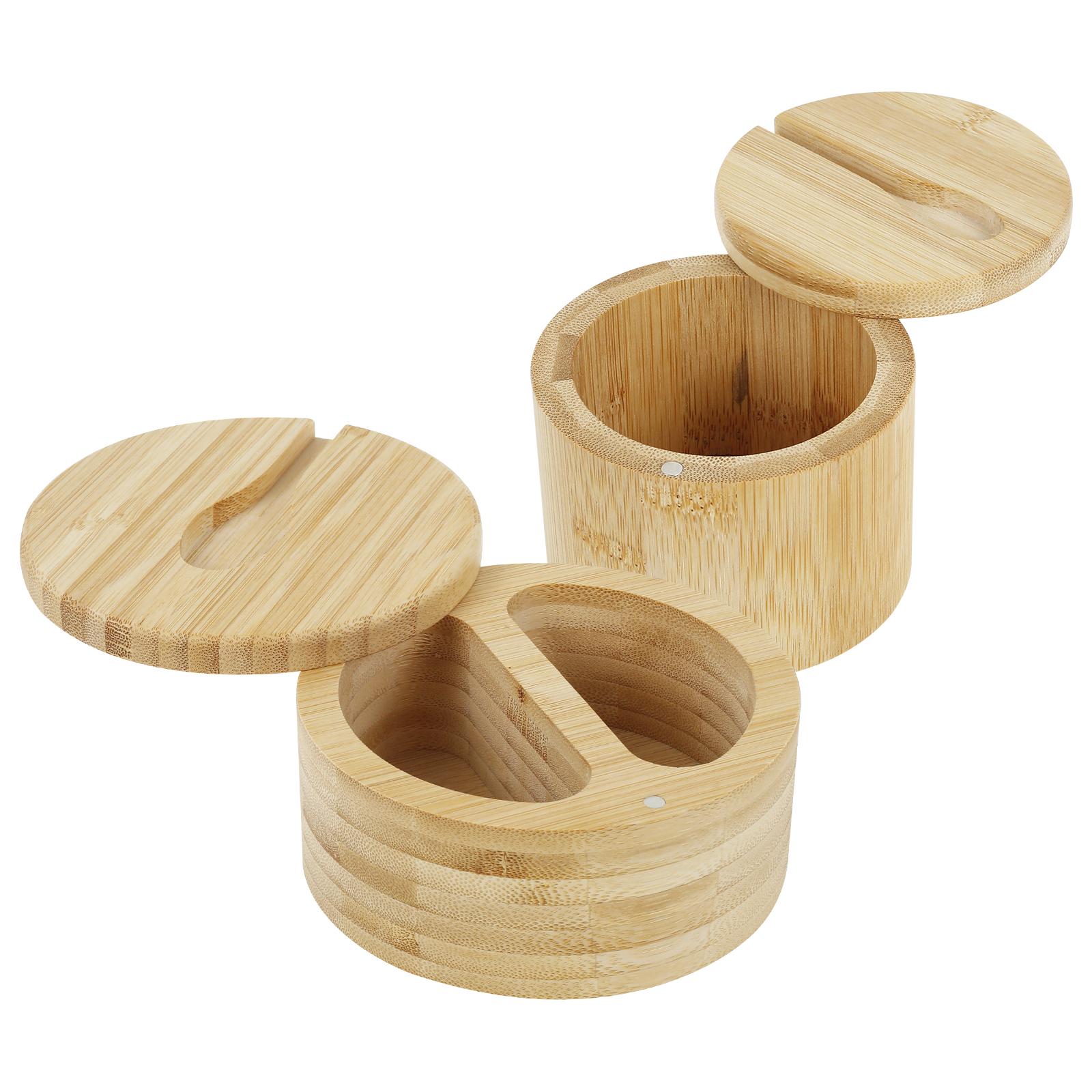 

2Pcs Wood Salt or Spice Box with Swivel Cover Perfect Spice Container Salt Keeper for Kitchen Portable Salt Holder Containers