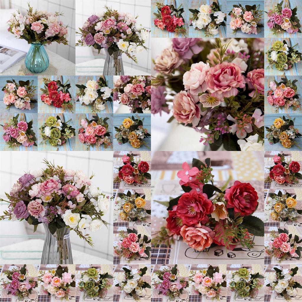 High Realistic Silk Peony And Rose Artificial Bouquet For Bridal And Event Decor