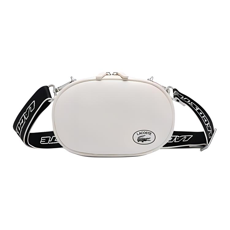Lacoste Fashion Zipper Closure Leather Shoulder Crossbody Bag Medium Women bags White NF3943GY-L21 White,Medium