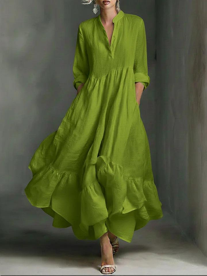 2026 Spring/Summer Women s Elegant Ruffle Long Dress XXL зелёный