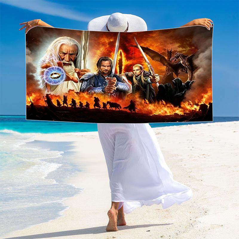 Lord Rings Print Beach Towel, Large Soft Quick Dry Towel for Beach Camping Swimming