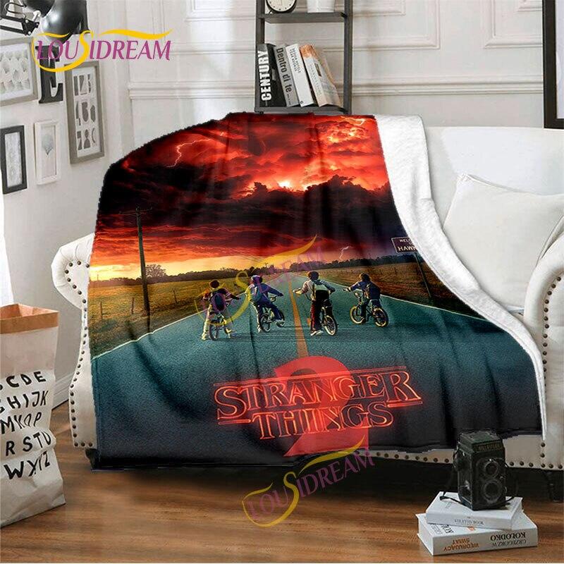 Stranger Things Flannel Blanket  Warm Comfort  Blanket Home Office Noon Break Blanket Travel Bed Sofa Washable Blanket.