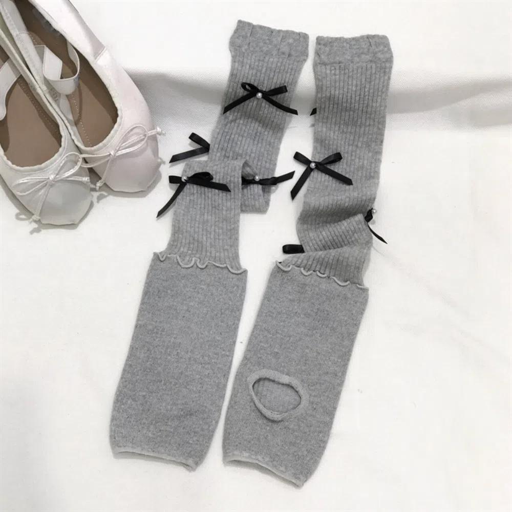 

Cotton JK Calf Socks Bowknot Mid-tube Stocking Korean Ins Bow Long Socks Ballet білий