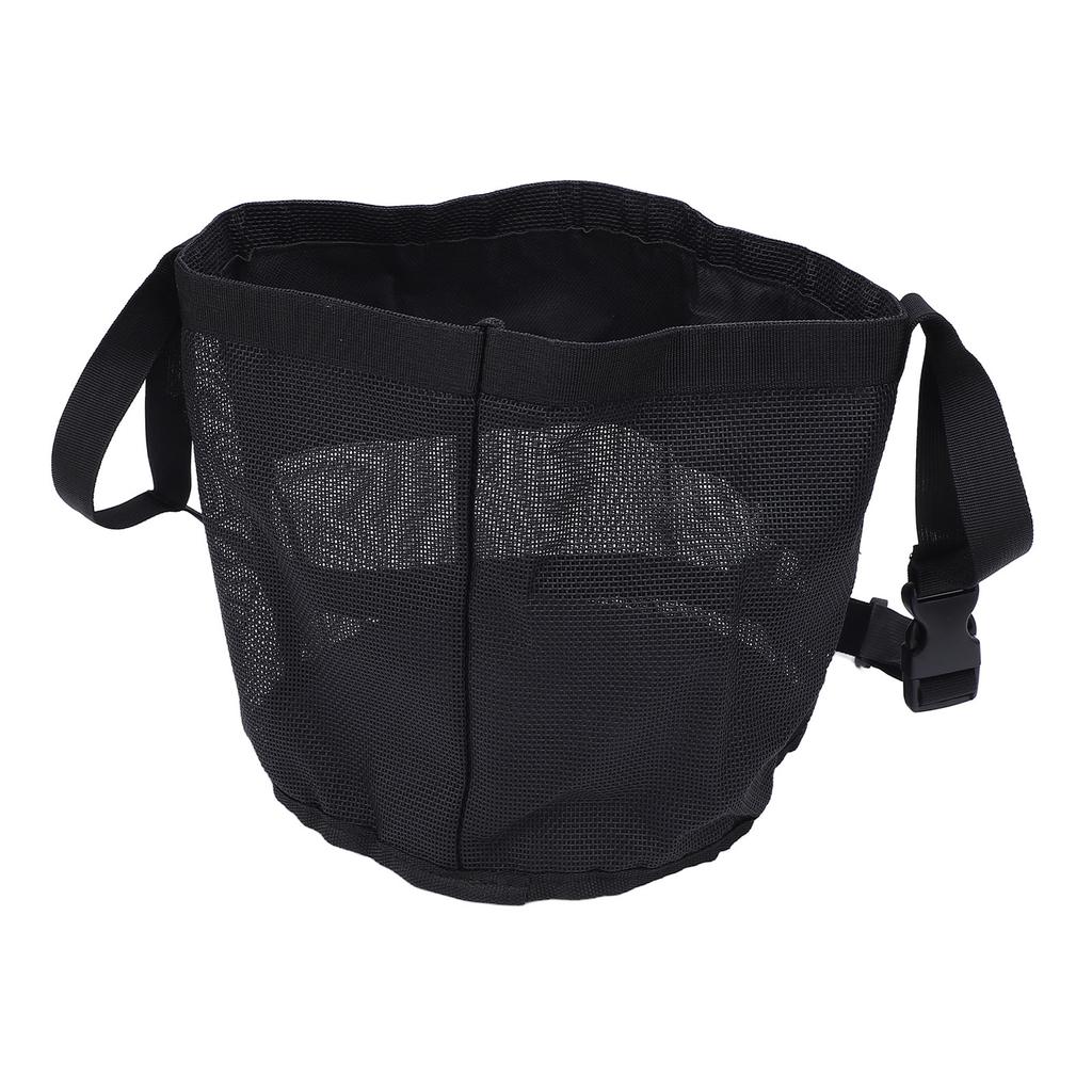 Horse Hay Feeding Bag with Adjustable Neck Strap Spill Proof Nylon Mesh Feed Bucket for Cattle Sheep