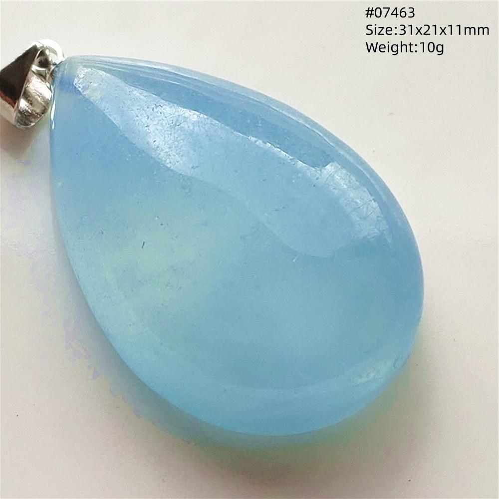 Natural Blue Aquamarine Oval Pendant Jewelry For Women Men Dark Aquamarine Necklace Fashion Brazil AAAAAA