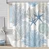 Shower Curtain Waterproof And Mildew-Proof Digital Printing Starfish Shell Shower Curtain Bathroom Partition Curtain Free Punching