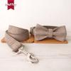 MUTTCO Light Brown Dog Collar & Leash Set with Bow Tie, UDC-119.