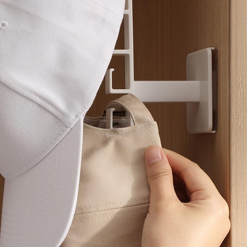 Multifunctional Wardrobe Cap Storage Racks Punch-Free Closet Hats Organization Holders Home Wall Mounted Headgear Plastic Shelf