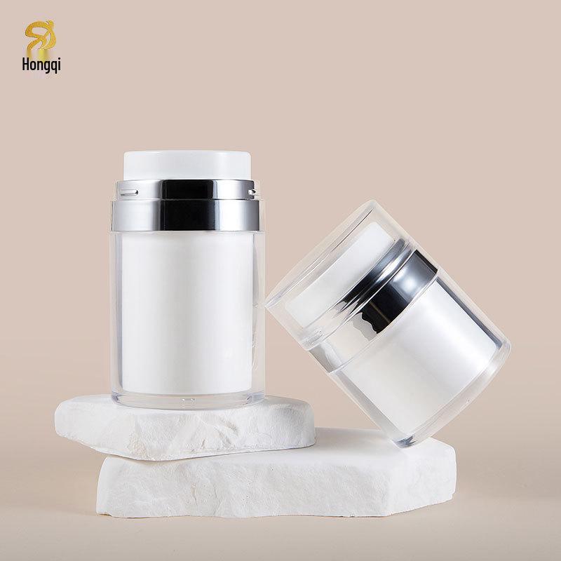 Double-Layer Vacuum Press Acrylic Bottles for Lotion and Cream - 15ml/30ml/50ml/100ml 15ml; White; PP