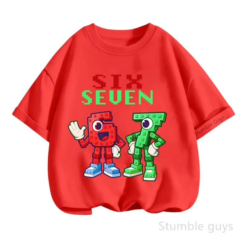 Kids Pixel Stumble Guys SIX SEVEN Number 67 Graphic TShirt Soft Cotton Cool Wear for Boys  Girlsdf0104