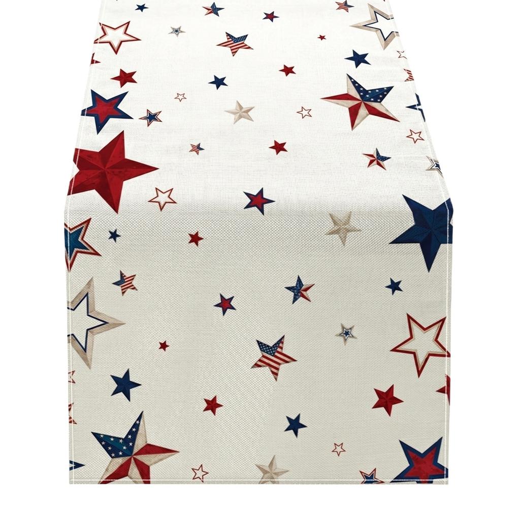 6. US 0th Anniversary Kitchen Decor Table Runner, US Independence Day Premium Tablecloth