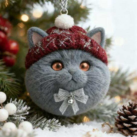 Cute Cartoon Cat Acrylic Fur Ball Pendant