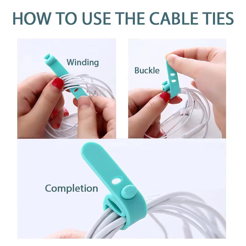 1-11pc Cable Organizer Ties Silicone Wire Management Bobbin Winders Flexible Tie Desktop USB Data Cord Earphone Wire Line Wrap