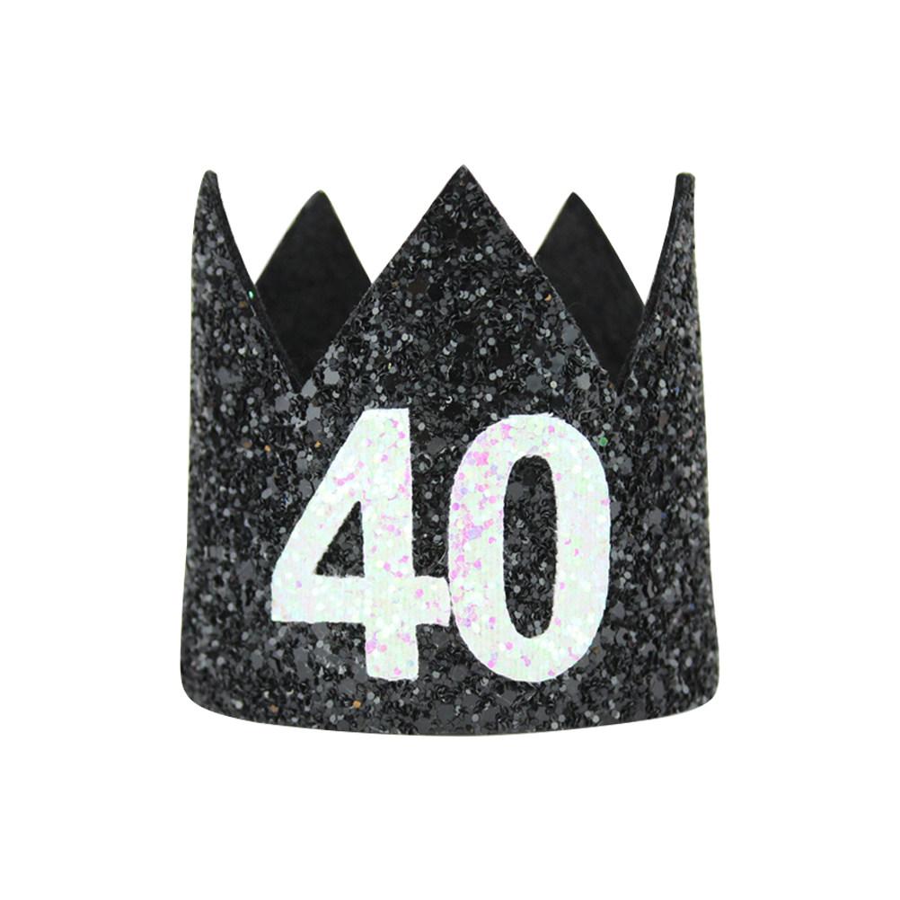 Birthday Hat Glitter Crown Design Shiny Festive Party Headwear for Adult Costume Photo Shoot Shower Celebration Prop