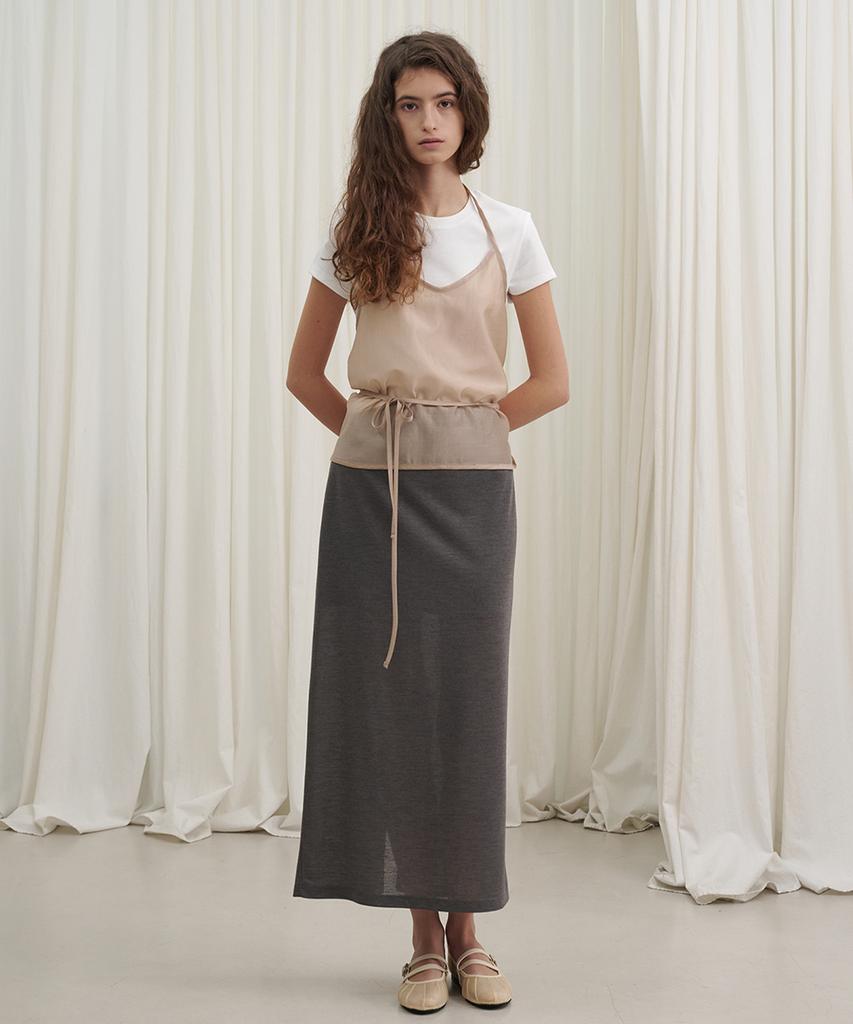 Marot See-Through Elastic Skirt_Charcoal