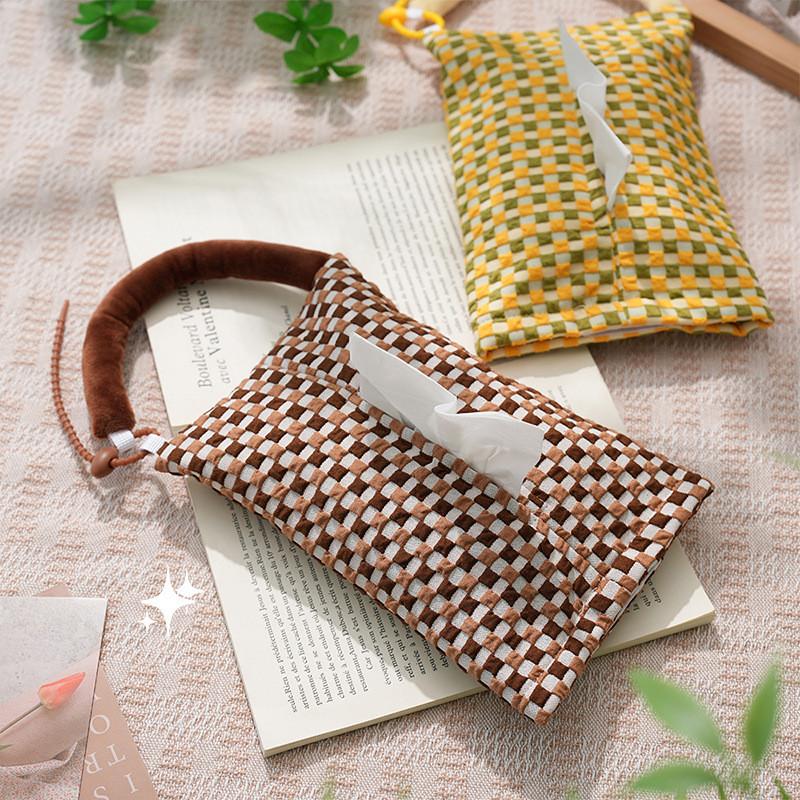 Modern Minimalist Grid Pattern Tissue Box With Automatic Dispenser For Office Desk Decor