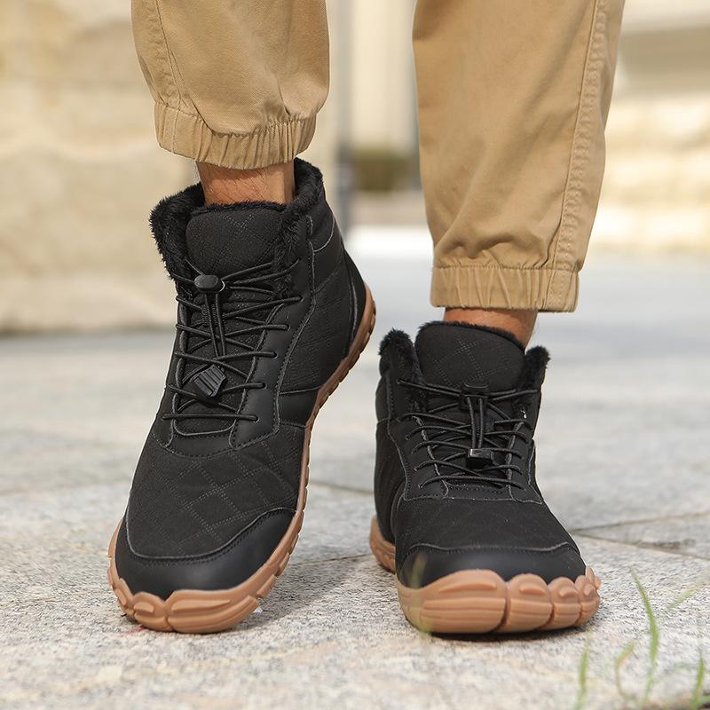 Men's and women's soft elastic winter warm cold padded snow boots thick-soled non-slip wear-resistant outdoor leisure sports five fingers cotton boots