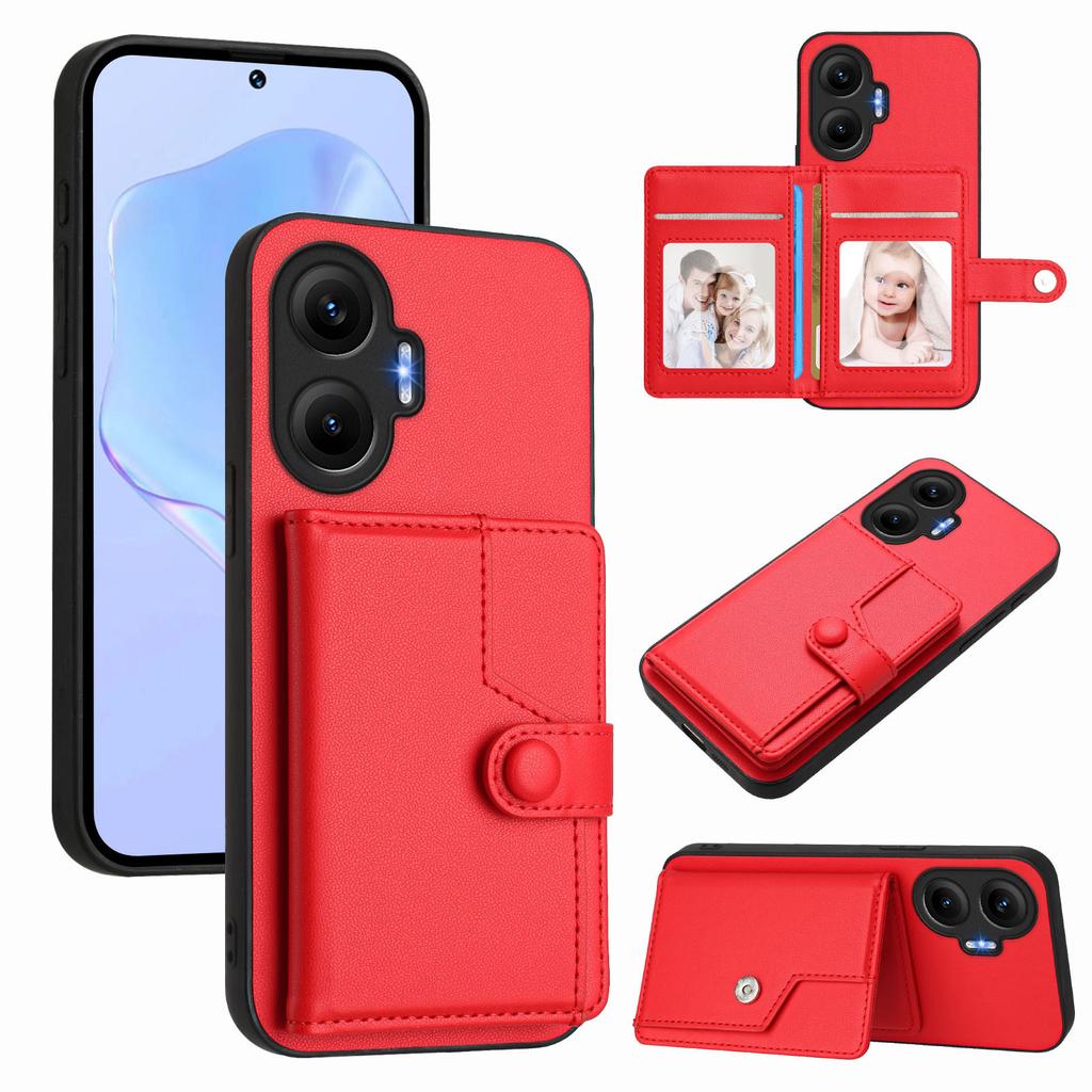 Für Xiaomi Poco F7 5G/Xiaomi Redmi Turbo 4 Pro 5G Hülle RFID-Blockierender Kartenhalter Ständer TPU+PU-Leder Handy-Rückseite
