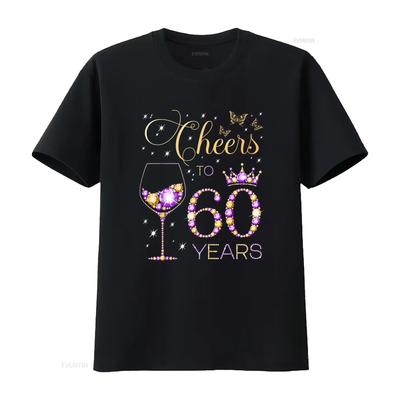 Cheers To 60 Years Old 60th Birthday Party Women Bday T Shirt Vintage Washed Soft Top For Everyday Wear Breathable Stretched