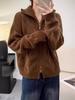 Women's High-Neck Cable Knit Wool Cardigan - 100% Pure Wool, European Style, Thick Sweater for Autumn and Winter