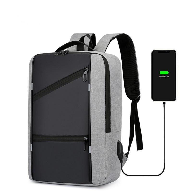 New computer bag male, business simple multi-function backpack usb charging large capacity student backpack