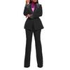 Fashion Pearl Splicing Women's Set Long Sleeve Blazer Wide Leg Pants Suit Winter Set Outfit