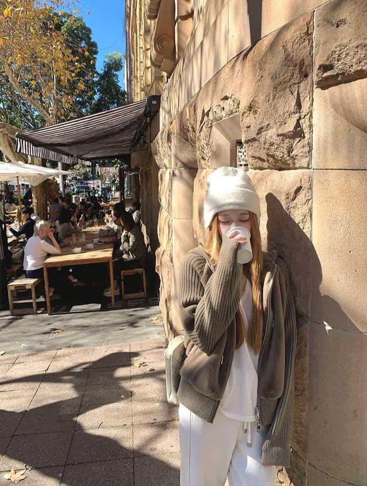 Yu Yan, scissors, autumn and winter college style hoodie, cashmere knitted fashion trendy coat, lazy style
