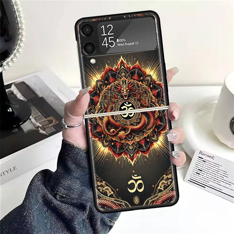 Mandala Chakra Insist Yoga Cases For Samsung Galaxy Z Flip 4 5 6 7 3 Z Flip7 Flip6 Flip4 Flip5 Flip3 5G Hard Shockproof Fundas C